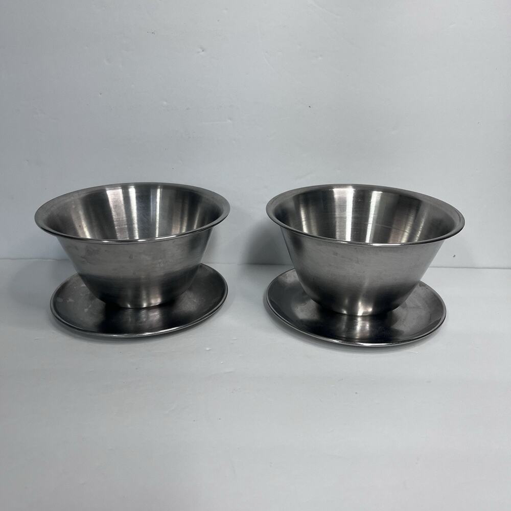vintage stainless steel leonard silver korea‎ gravy boat sauce thanksgiving